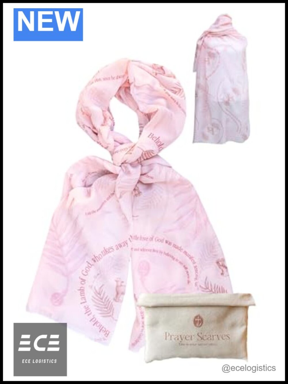 Prayer Scarf 35x70 Shawl Lamb of God Bible Verses Polyester Wrap